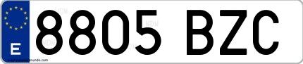 Ejemplo de matrícula española 8805 BZC