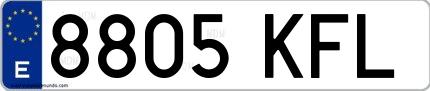 Ejemplo de matrícula española 8805 KFL