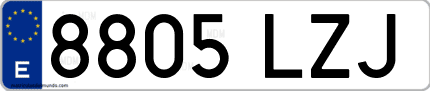Ejemplo de matrícula de coche ordinaria 8805 LZJ