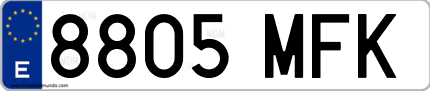 Ejemplo de matrícula de coche ordinaria 8805 MFK