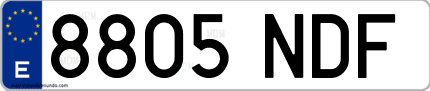 Ejemplo de matrícula de coche ordinaria 8805 NDF