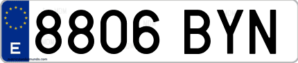 Ejemplo de matrícula de coche ordinaria 8806 BYN
