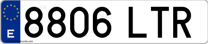 Ejemplo de matrícula de coche ordinaria 8806 LTR