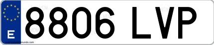 Ejemplo de matrícula española 8806 LVP