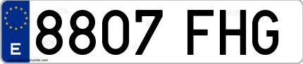 Ejemplo de matrícula de coche ordinaria 8807 FHG
