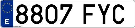 Ejemplo de matrícula española 8807 FYC