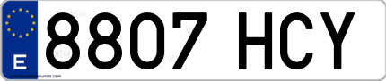Ejemplo de matrícula de coche ordinaria 8807 HCY