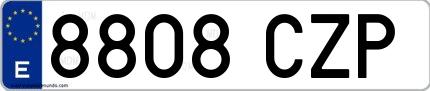 Ejemplo de matrícula española 8808 CZP