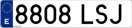 Ejemplo de matrícula española 8808 LSJ