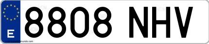 Ejemplo de matrícula española 8808 NHV