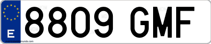 Ejemplo de matrícula de coche ordinaria 8809 GMF
