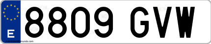 Ejemplo de matrícula de coche ordinaria 8809 GVW