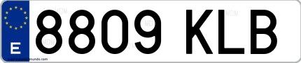 Ejemplo de matrícula de coche ordinaria 8809 KLB