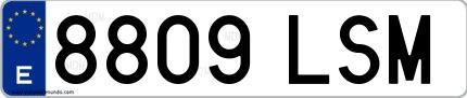 Ejemplo de matrícula española 8809 LSM