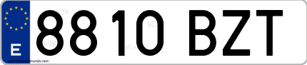Ejemplo de matrícula de coche ordinaria 8810 BZT