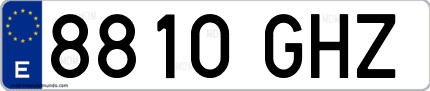 Ejemplo de matrícula de coche ordinaria 8810 GHZ
