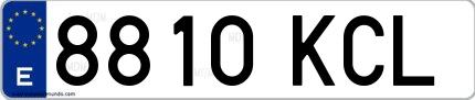 Ejemplo de matrícula de coche ordinaria 8810 KCL