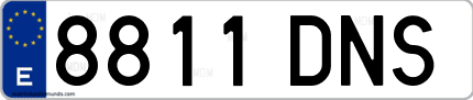 Ejemplo de matrícula de coche ordinaria 8811 DNS