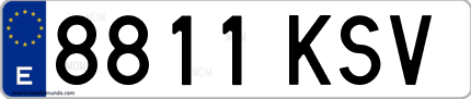 Ejemplo de matrícula de coche ordinaria 8811 KSV