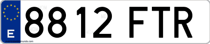Ejemplo de matrícula de coche ordinaria 8812 FTR