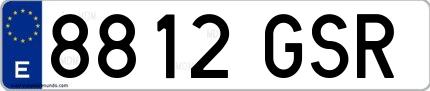 Ejemplo de matrícula española 8812 GSR
