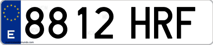 Ejemplo de matrícula de coche ordinaria 8812 HRF