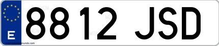 Ejemplo de matrícula española 8812 JSD