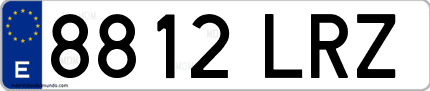 Ejemplo de matrícula de coche ordinaria 8812 LRZ