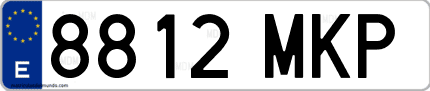 Ejemplo de matrícula de coche ordinaria 8812 MKP