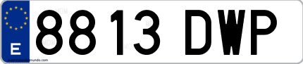 Ejemplo de matrícula de coche ordinaria 8813 DWP