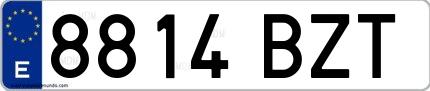 Ejemplo de matrícula española 8814 BZT
