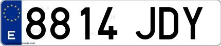 Ejemplo de matrícula española 8814 JDY