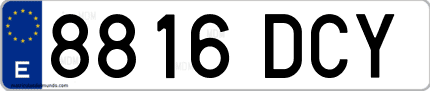Ejemplo de matrícula de coche ordinaria 8816 DCY
