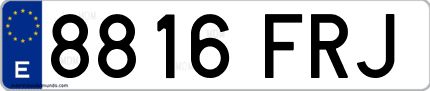 Ejemplo de matrícula de coche ordinaria 8816 FRJ