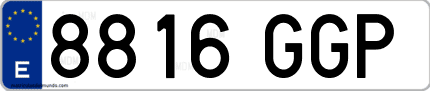 Ejemplo de matrícula de coche ordinaria 8816 GGP