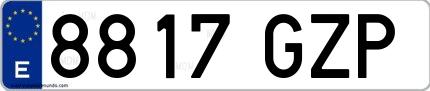 Ejemplo de matrícula española 8817 GZP