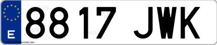Ejemplo de matrícula española 8817 JWK
