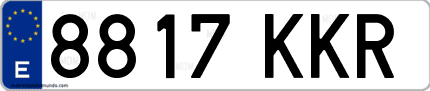 Ejemplo de matrícula de coche ordinaria 8817 KKR
