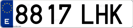 Ejemplo de matrícula de coche ordinaria 8817 LHK