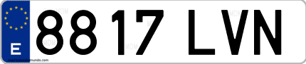 Ejemplo de matrícula de coche ordinaria 8817 LVN