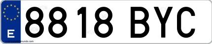 Ejemplo de matrícula española 8818 BYC