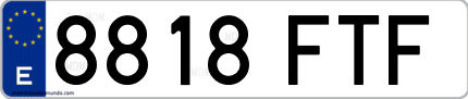 Ejemplo de matrícula de coche ordinaria 8818 FTF