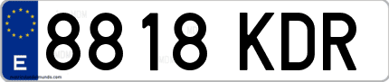 Ejemplo de matrícula de coche ordinaria 8818 KDR
