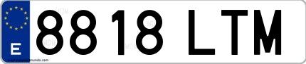 Ejemplo de matrícula de coche ordinaria 8818 LTM