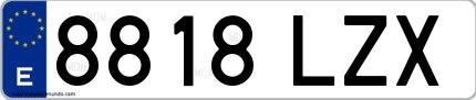 Ejemplo de matrícula española 8818 LZX
