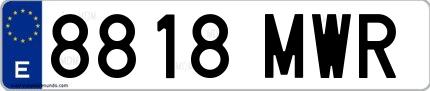 Ejemplo de matrícula de coche ordinaria 8818 MWR