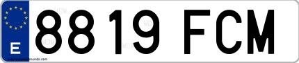 Ejemplo de matrícula española 8819 FCM
