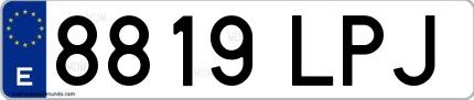 Ejemplo de matrícula española 8819 LPJ