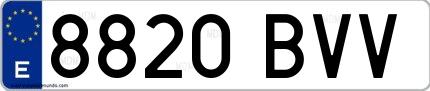 Ejemplo de matrícula española 8820 BVV