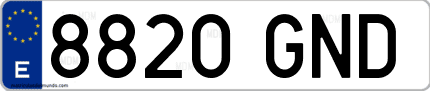 Ejemplo de matrícula de coche ordinaria 8820 GND
